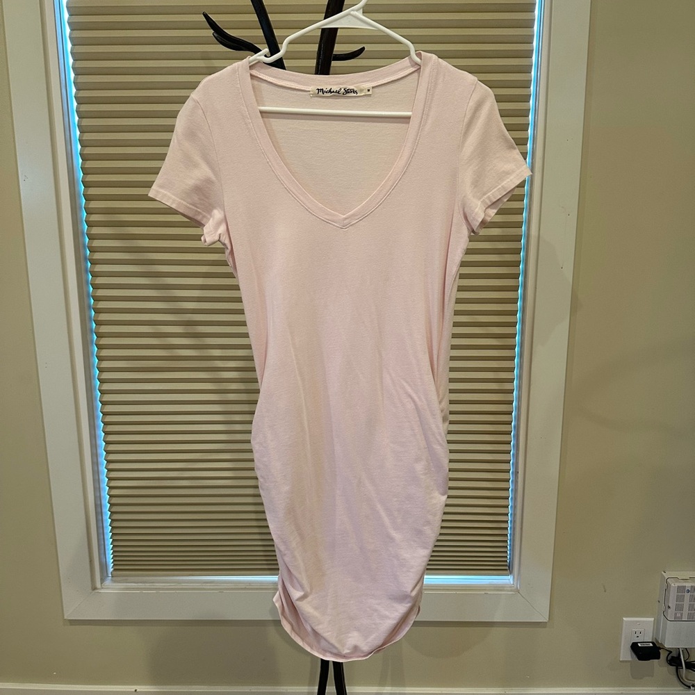 Michael Stars baby pink T-shirt dress with scrunchie sides